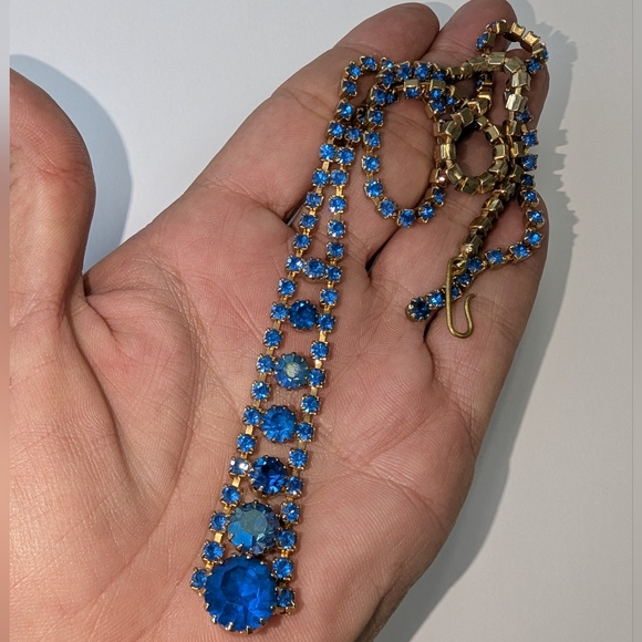 Juliana Jewelry - EVC JULIANA GOLD TONE BLUE AB CRYSTAL "Y" NECKLACE